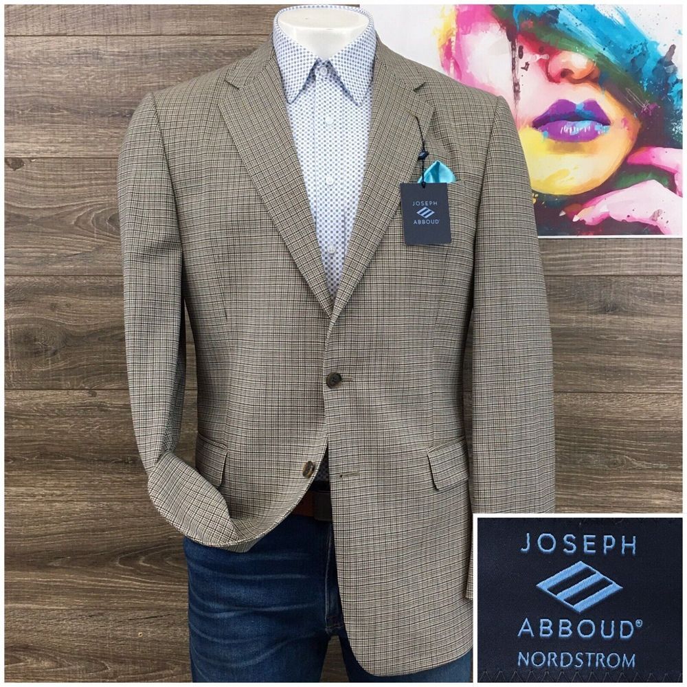 New Joseph Abboud Mens Blazer Sport Coat Casual Jacket Size 42L Wool Silk Suits